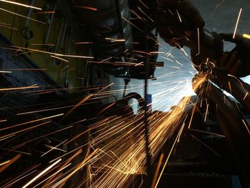 Full frame shot of illuminated industry at night