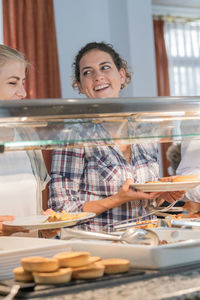 Woman looking at food