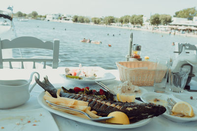 Close-up of food on table