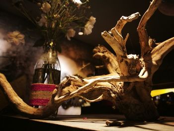 Close-up of flower vase on table