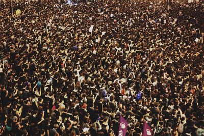 High angle view of crowd at music concert