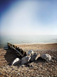 Scenic view of sea against clear sky