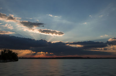 Scenic view of sea against sky at sunset