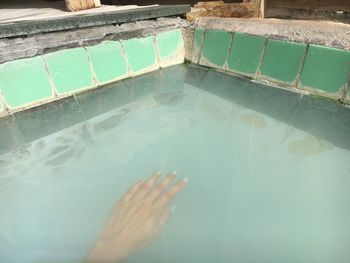 High angle view of person swimming in pool