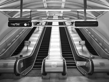 Elevated view of escalator at subway station