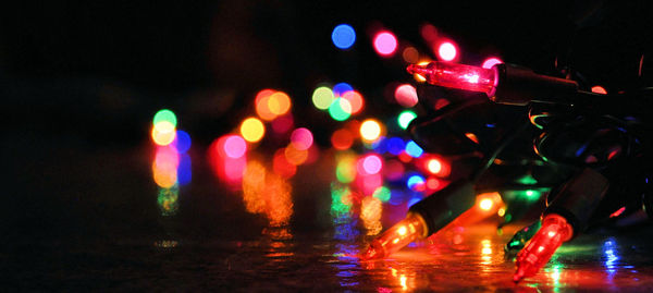 Close-up of illuminated christmas lights