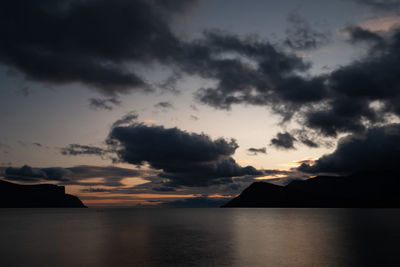 Scenic view of sea against dramatic sky