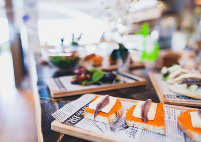 Close-up of food on plate at restaurant