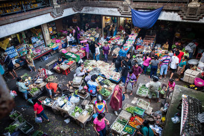 High angle view of garbage in street