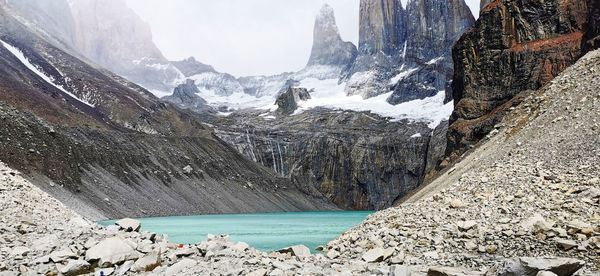 Scenic view of lake and mountains