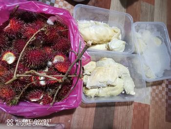 High angle view of fruits for sale in market