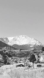 Scenic view of mountains against clear sky