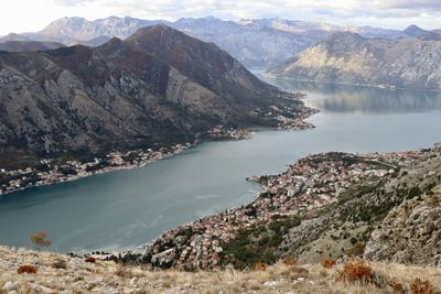 Scenic view of lake and mountains