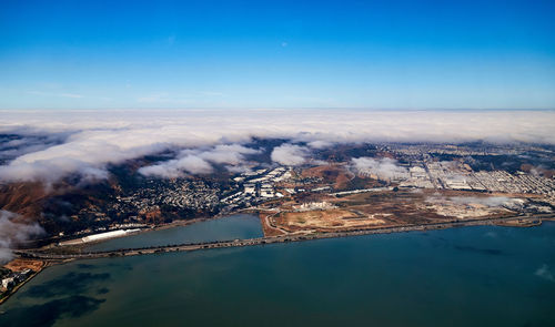 Aerial view of sea against sky