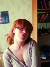 Portrait of beautiful woman at home