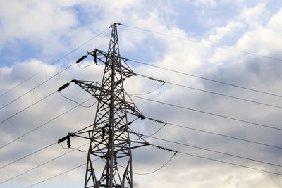 Energy power mast and cloudy sky in tbilisi, georgia