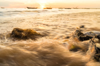 Scenic view of sea during sunset