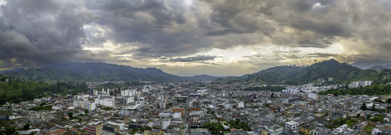 High angle view of danta rodñse de cabal townscape against sky colombia
