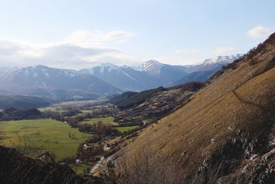 Scenic view of mountains against sky