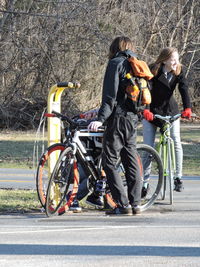 Bicycles riding bicycle on road