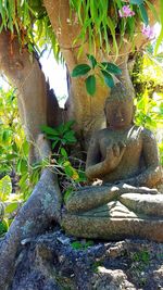 Statue against trees