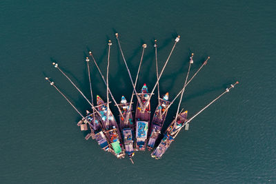 High angle view of boat in sea