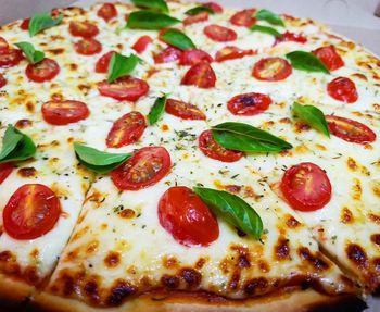 Close-up of pizza on table