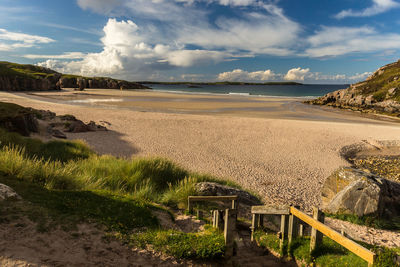 Scenic view of beach against sky