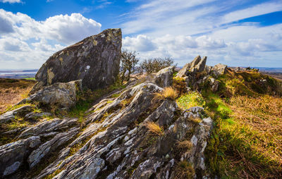 Scenic view of rock formations against sky