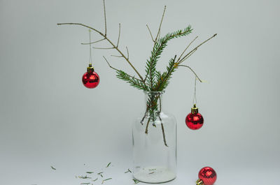 Close-up of christmas decorations on table