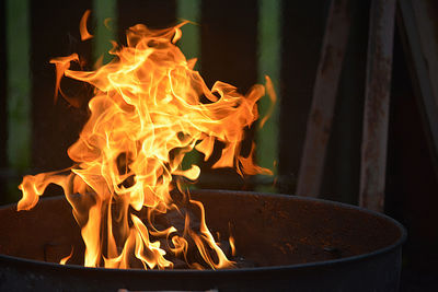 Close-up of fire pit