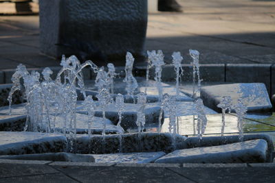 Close-up of ice on table