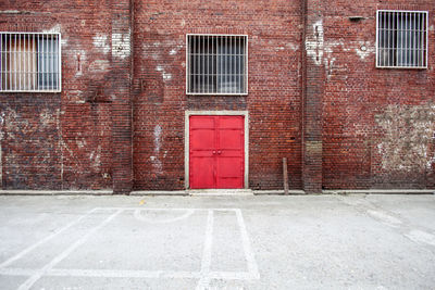 Closed door of building