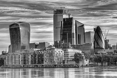 City of london early morning - cityscape black and white 