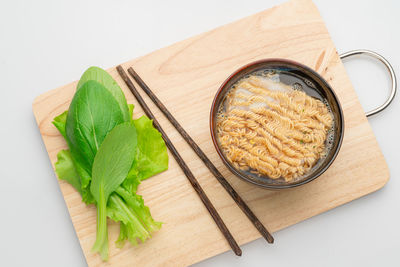 High angle view of food on table