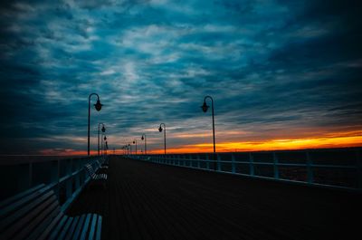 Road against cloudy sky at sunset