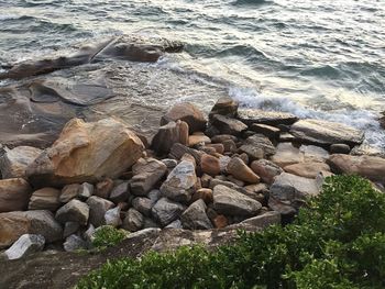 Full frame shot of stones on beach