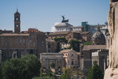 Roman historical landmarks seen from the imperial fora