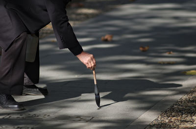 Close-up of hand holding water