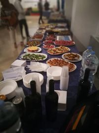 High angle view of ice cream on table