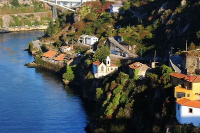 High angle view of townscape by buildings in town