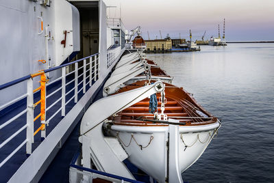 Ship moored at harbor