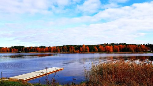 Scenic view of lake against sky