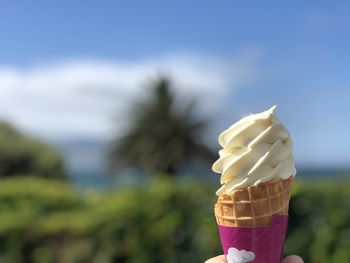 Close-up of ice cream cone against blurred background