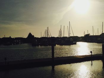 Commercial dock at sunset