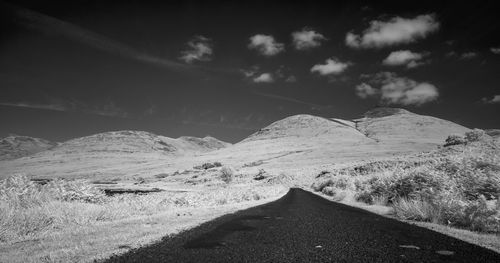 Snowcapped mountain by road