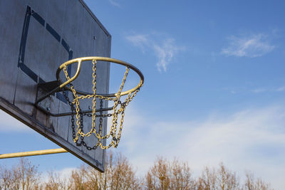 Low angle view of basketball hoop against sky