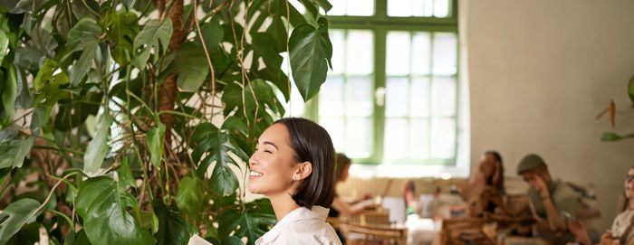 Side view of woman looking away