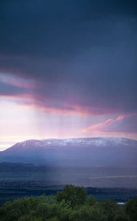 Scenic view of landscape against sky during sunset