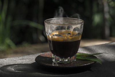 Close-up of coffee on table